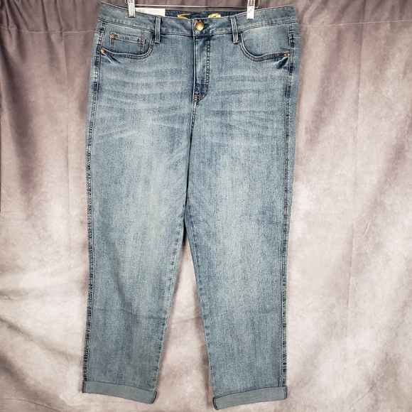 Seven7 Womens Weekend Easy Fit Boyfriend Jeans High Rise Rolled Cuffs Size 12 - Picture 2 of 15